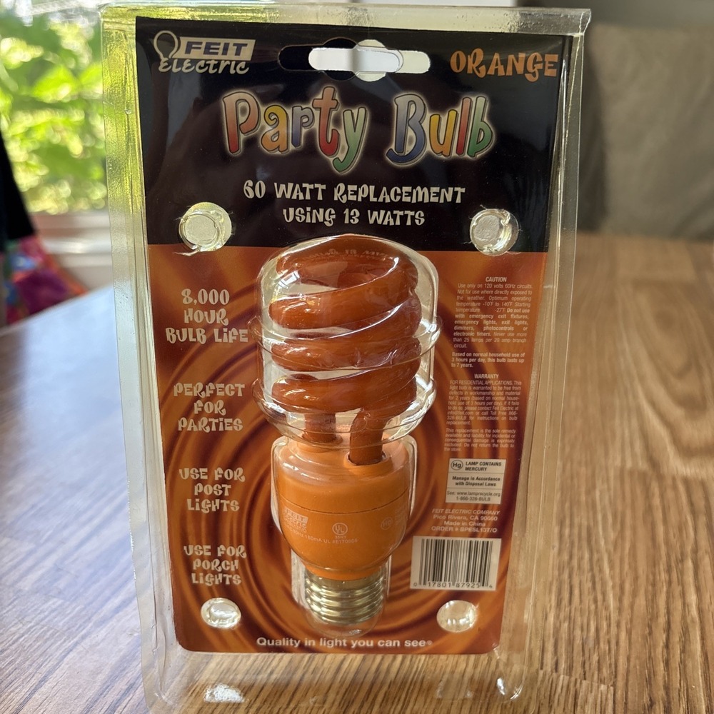 New Orange Party Light Bulbs CFL 13W Feit Electric Ecobulb